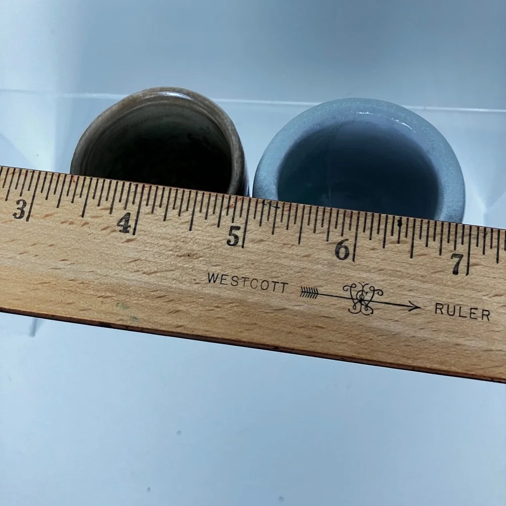 Handmade Studio Pottery Salt Cellars Pinch Bowls Toothpick Match Bowls Set of 2 - Picture 7 of 8